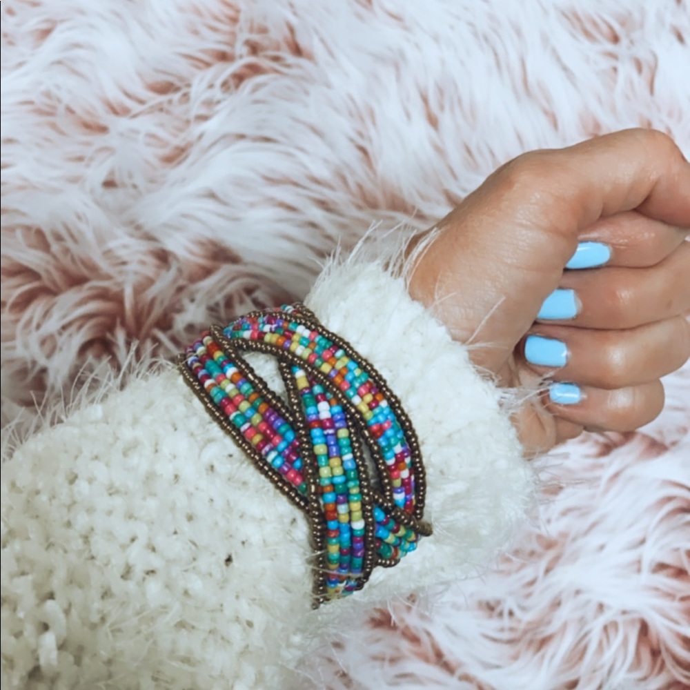 Multi colored Beaded Wrap Bracelet - Picture 4 of 4